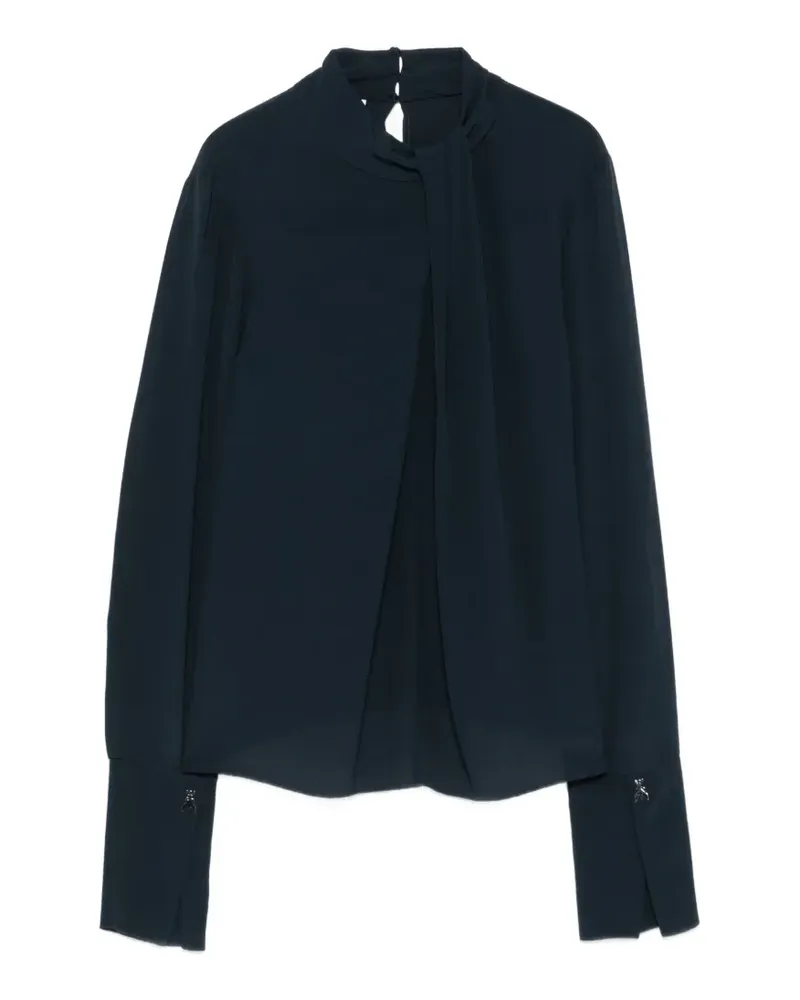 Patrizia Pepe Bluse mit drapiertem Kragen - Blau Blau