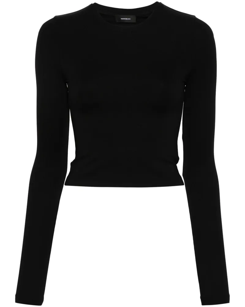 WARDROBE.NYC Langarmshirt mit Stretch - Schwarz Schwarz