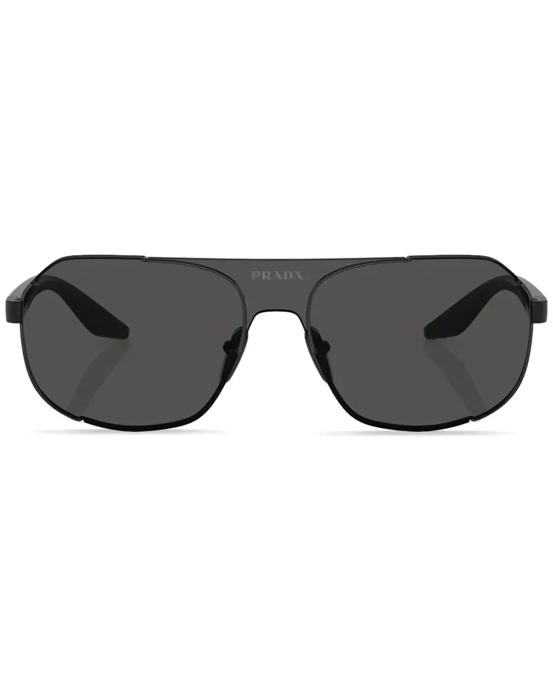 Prada Sonnenbrille mit rundem Gestell - Schwarz Schwarz