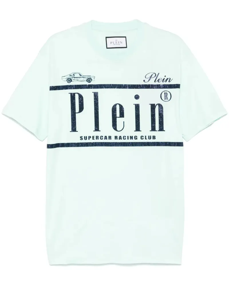 Philipp Plein T-Shirt mit Strass-Logo - Grün Grün