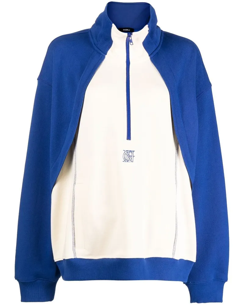GOEN.J Sweatshirt mit Kontrasteinsätzen - Blau Blau
