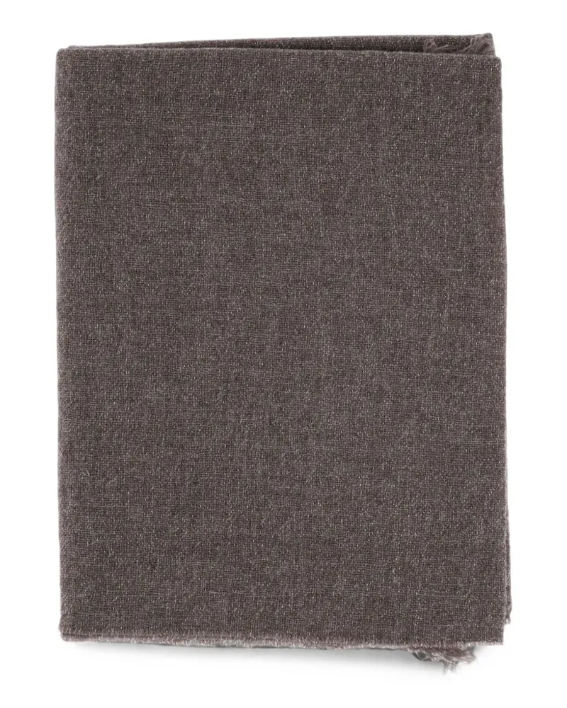 Gran Sasso fringed metallic-thread scarf - Braun Braun