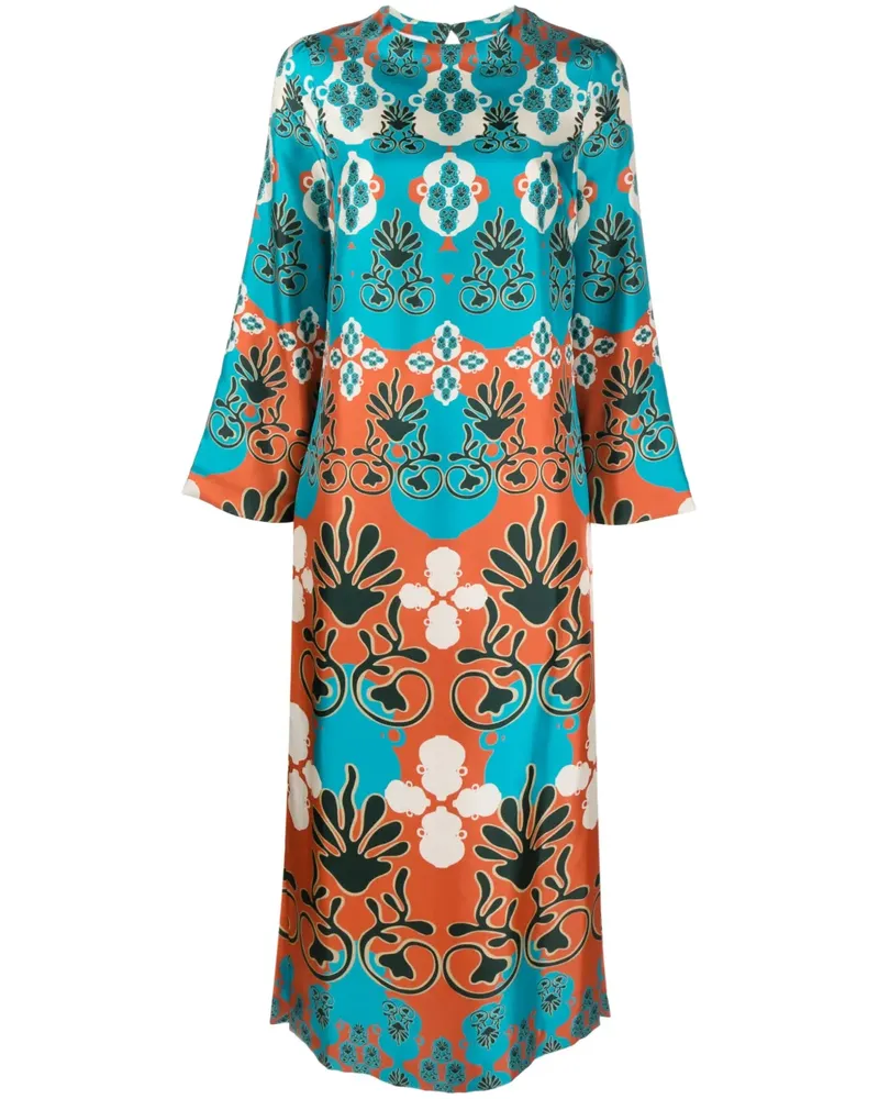 PAULA Midikleid mit Jacquardmuster - Blau Blau