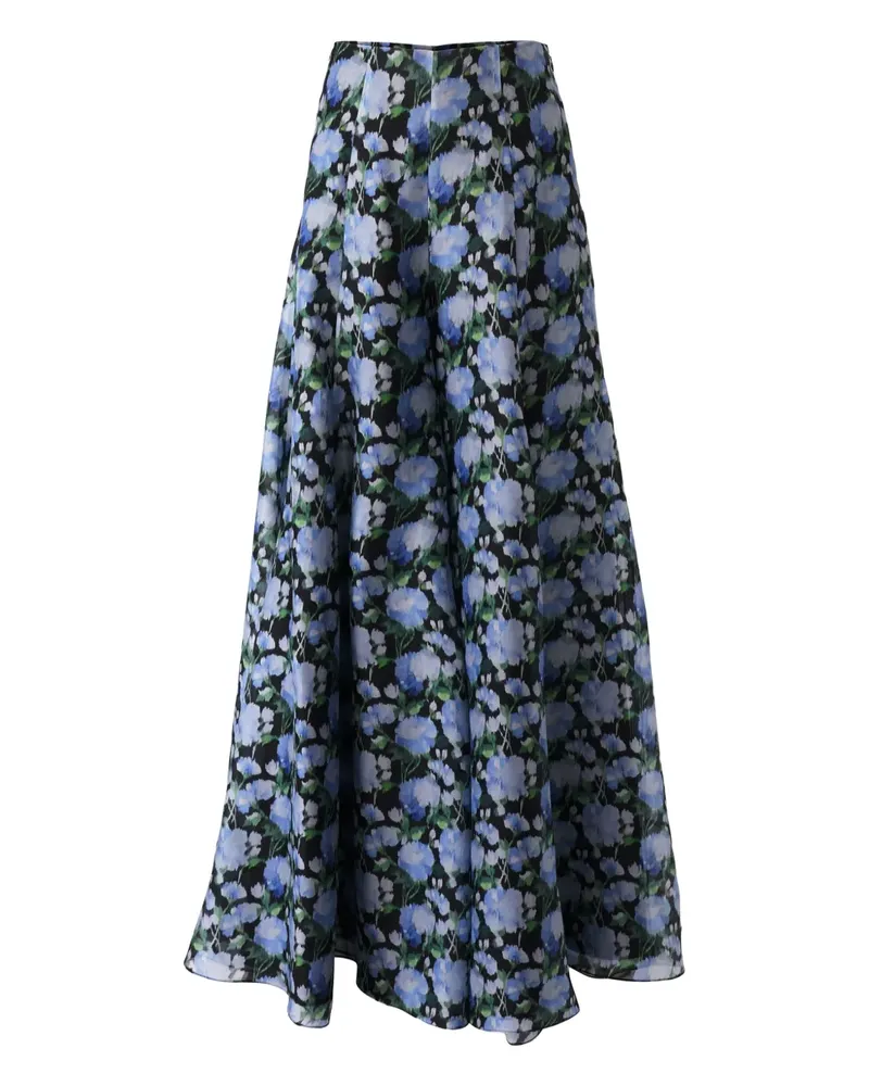 Carolina Herrera New York Palazzohose mit Pfingstrosen-Print - Blau Blau