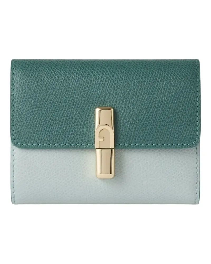 Furla Classic Compact Portemonnaie mit Logo-Schild - Grün Grün