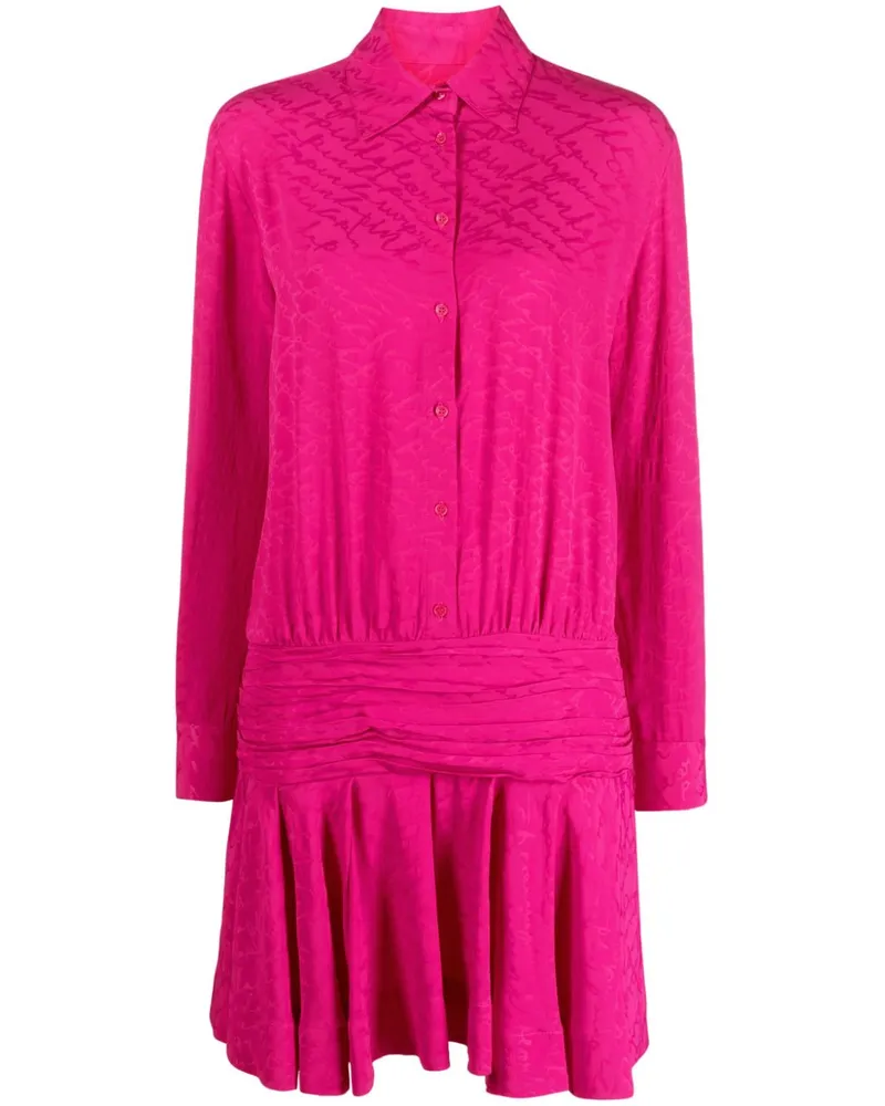 Pinko Hemdkleid mit Jacquard-Logo - Rosa Rosa