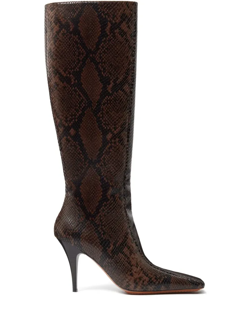 Stella McCartney Stiefel mit Schlangenmuster und eckiger Kappe - Braun Braun