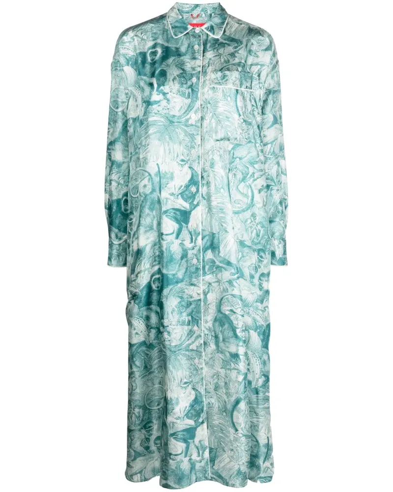 For Restless Sleepers Hemdkleid mit Print - Grün Grün