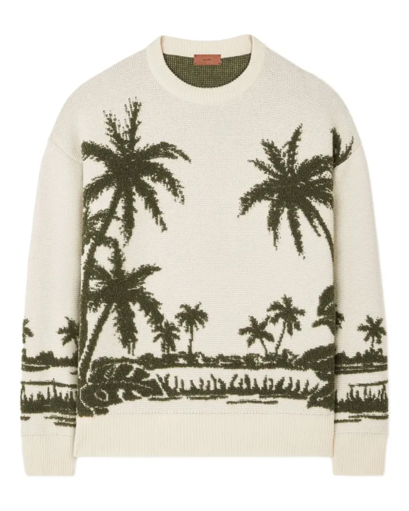Alanui Pullover mit Palmen-Intarsien - Grün Grün
