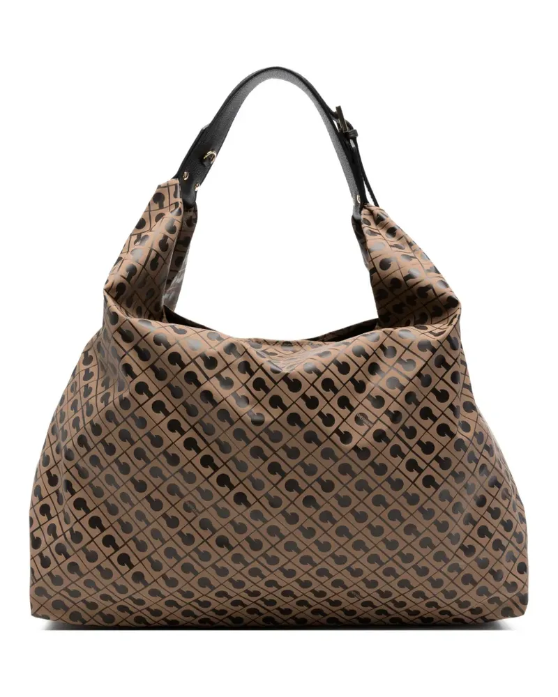 Gherardini Schultertasche mit Monogramm-Print - Braun Braun