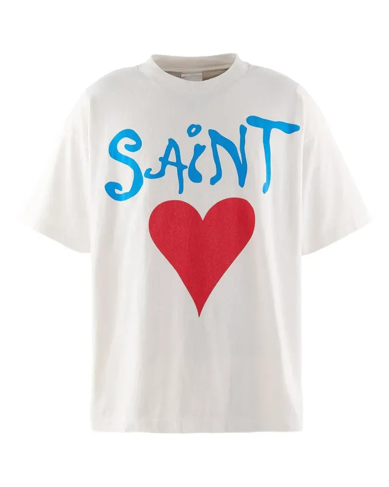 SAINT MXXXXXX Herz-T-Shirt mit Logo-Print - Weiß Weiß