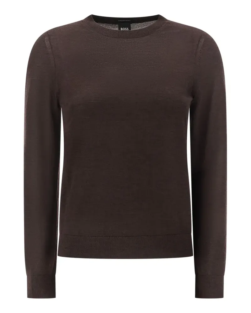 HUGO BOSS Schmaler Pullover aus Merinowolle - Braun Braun
