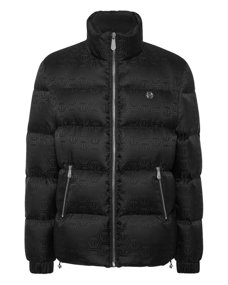 Philipp Plein Gefütterte Jacke mit Monogramm - Schwarz Schwarz