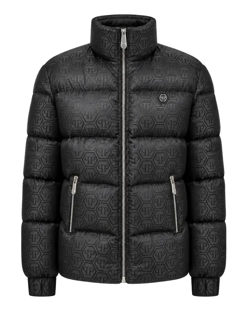 Philipp Plein Gefütterte Jacke mit Monogramm - Schwarz Schwarz