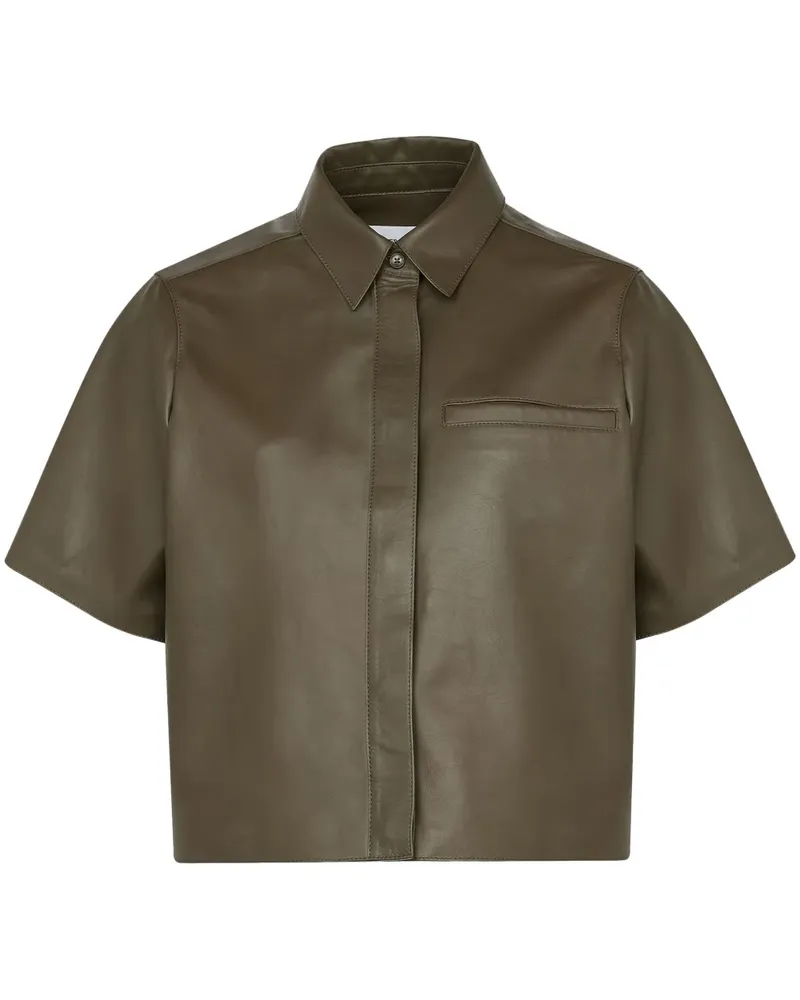 Yves Salomon Cropped-Hemdjacke aus Leder - Grün Grün