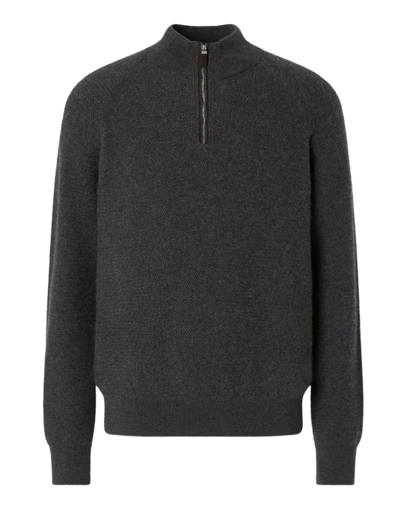 Ermenegildo Zegna Dunkelgrauer melierter Oasi Kaschmirpullover Grau