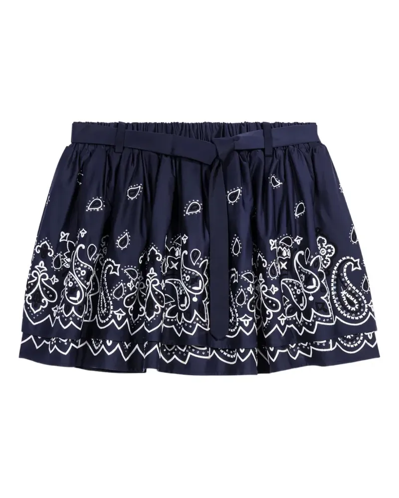 Maje short embroidered ruffled skirt - Blau Blau