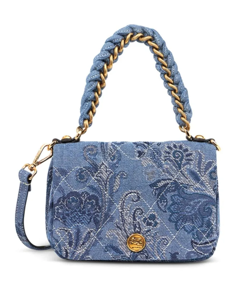 Etro Bond Mini-Tasche mit blumigem Jacquardmuster - Blau Blau