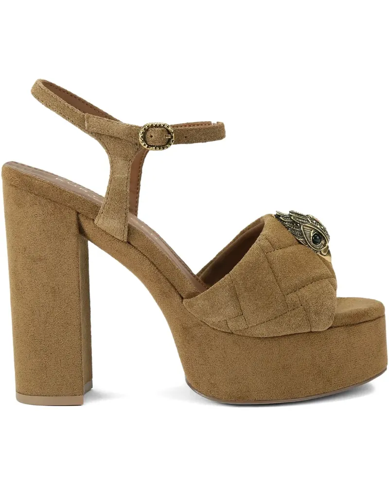 Kurt Geiger Gesteppte Plateau-Sandalen mit Logo 125mm - Braun Braun