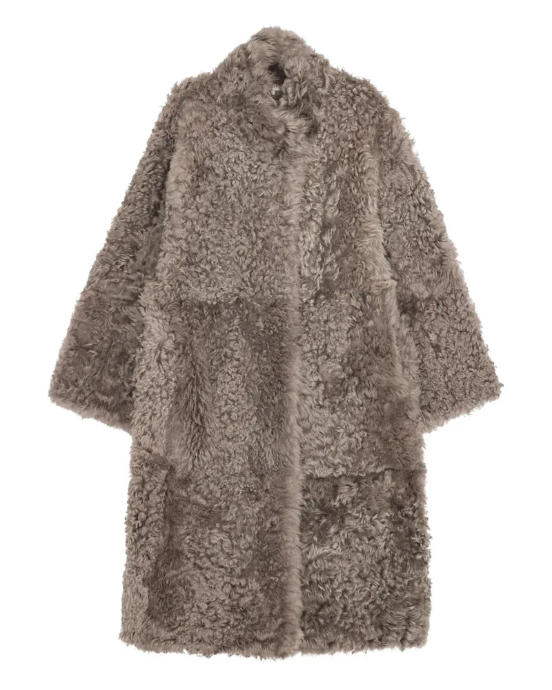 REMAIN Ledermantel mit Shearling-Futter - Braun Braun
