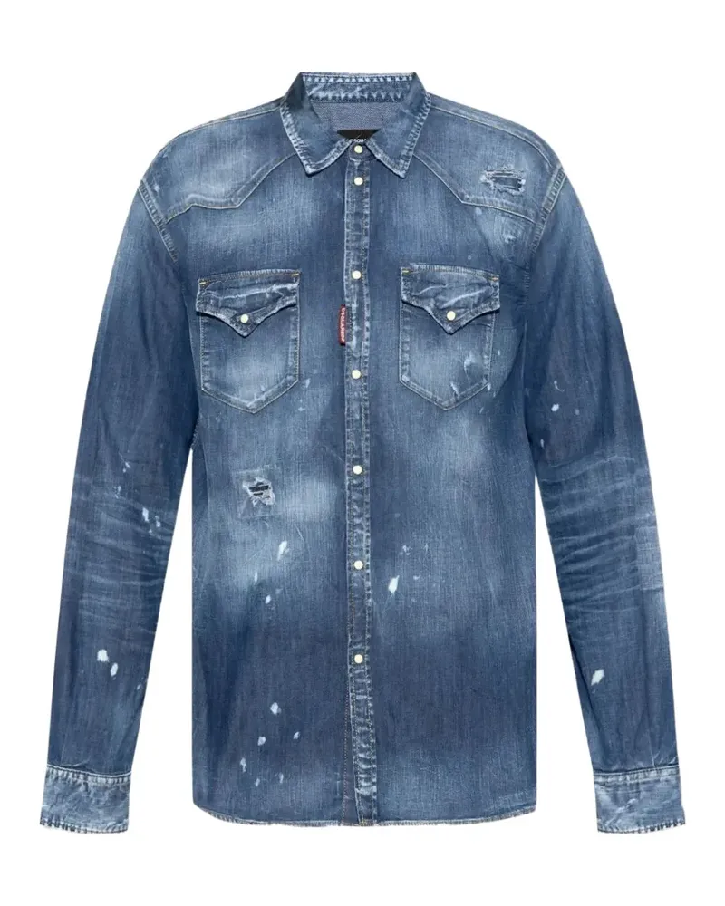 Dsquared2 Hemd im Distressed-Look - Blau Blau