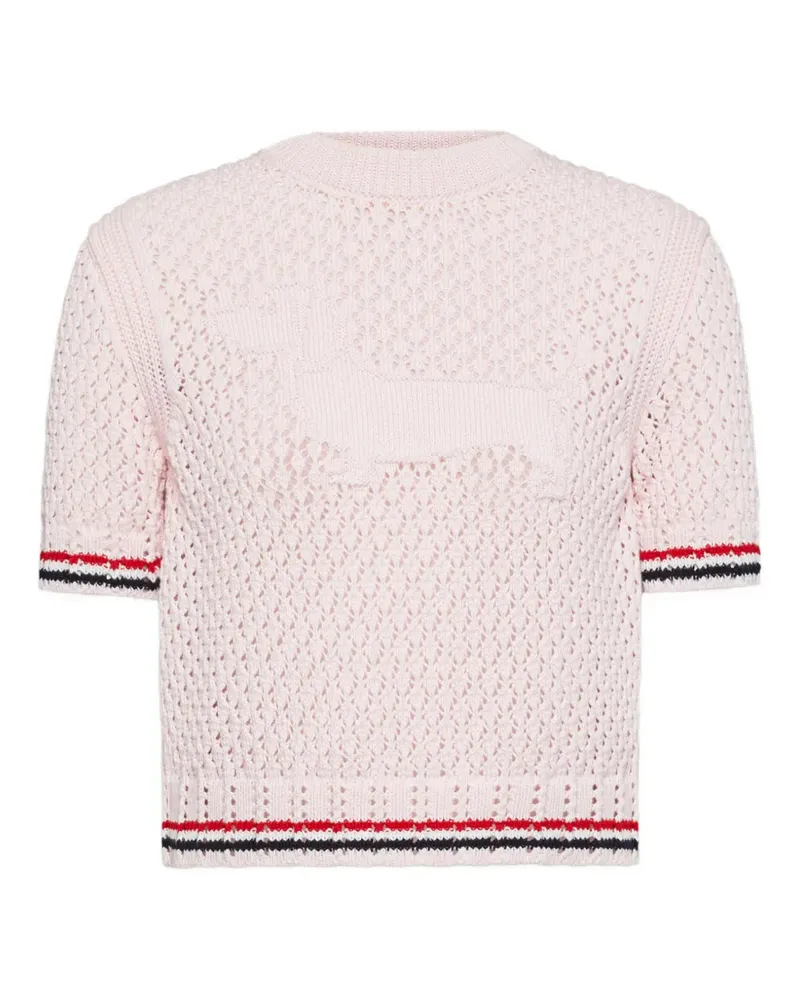 Thom Browne Hector T-Shirt mit Pointelle-Stickerei - Rosa Rosa
