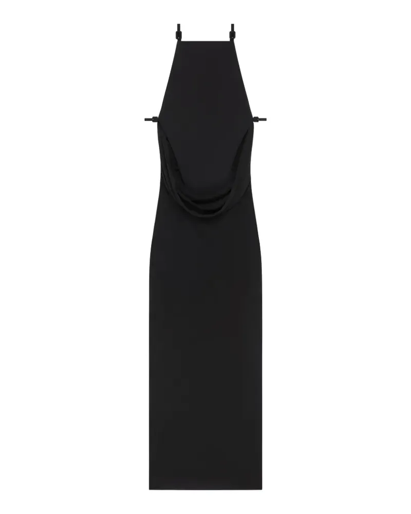 Courrèges Drapiertes Maxikleid - Schwarz Schwarz
