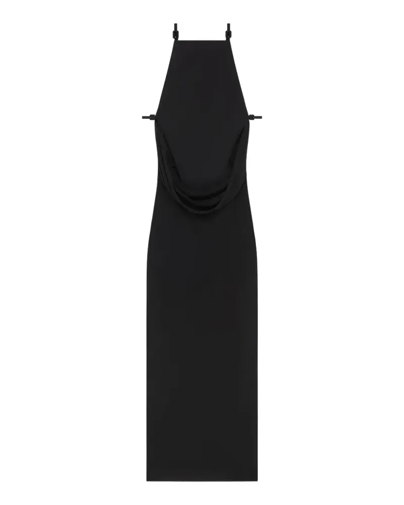 Courrèges Drapiertes Maxikleid - Schwarz Schwarz