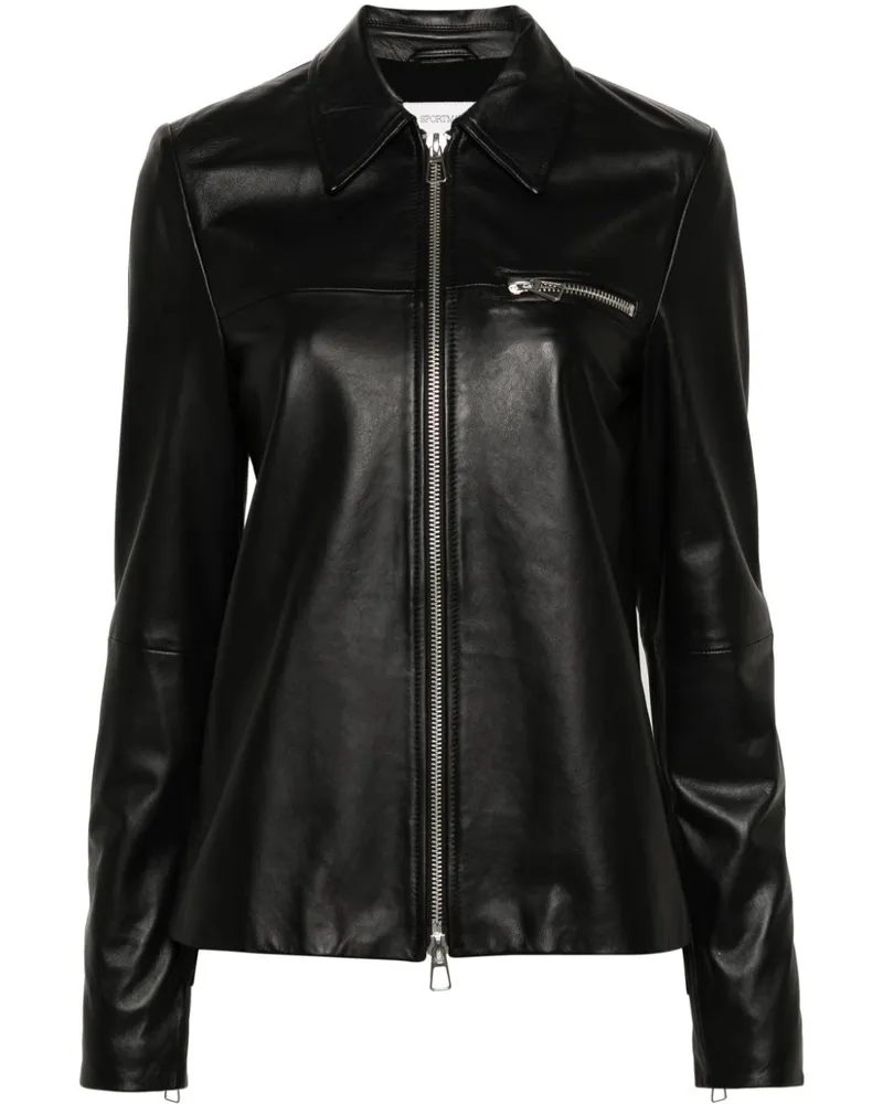SPORTMAX Lederjacke mit Reißverschluss - Schwarz Schwarz