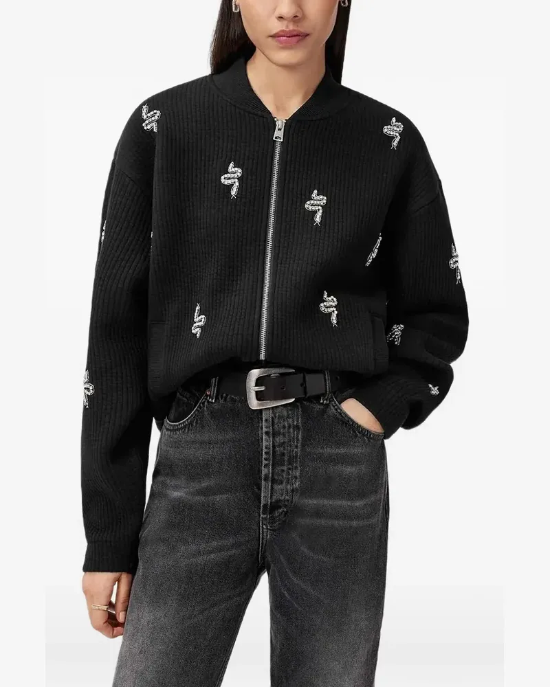 AllSaints snake embroidered bomber jacket - Schwarz Schwarz