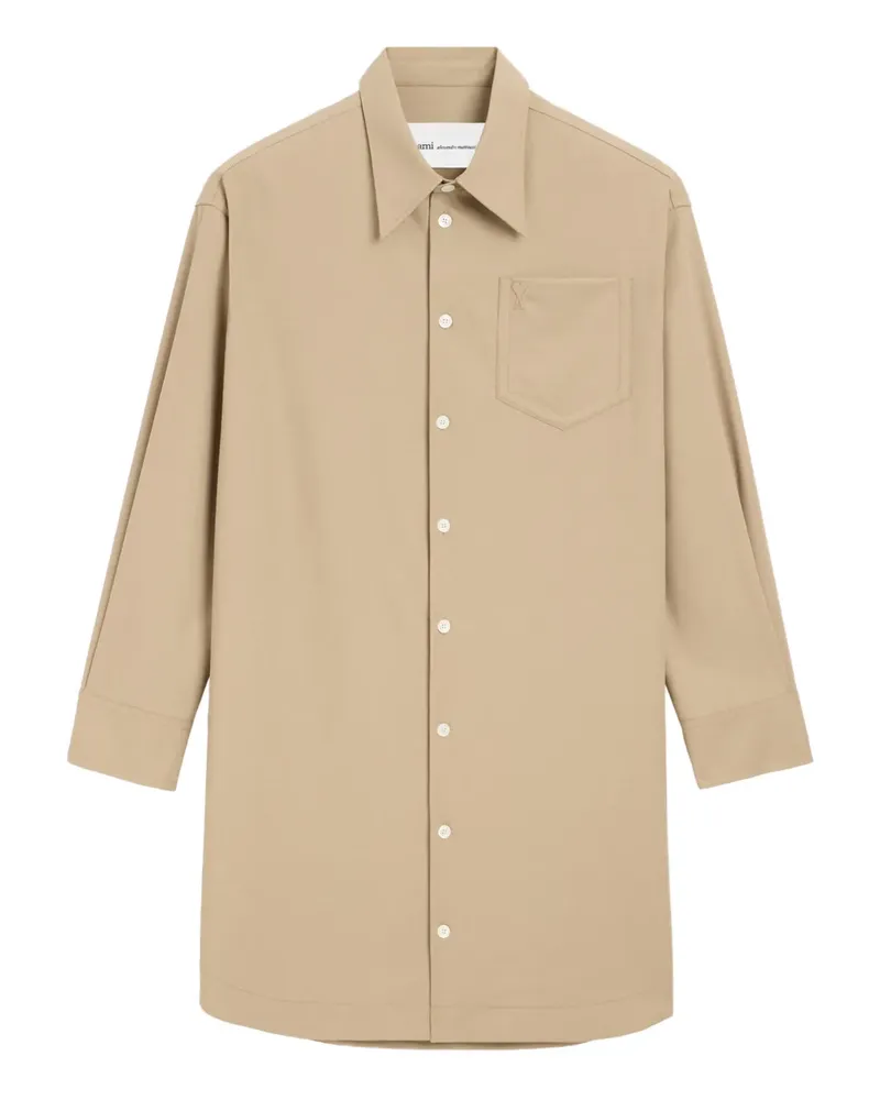 AMI Paris Ami de Coeur Hemdkleid mit geknöpfter Tasche - Nude Nude