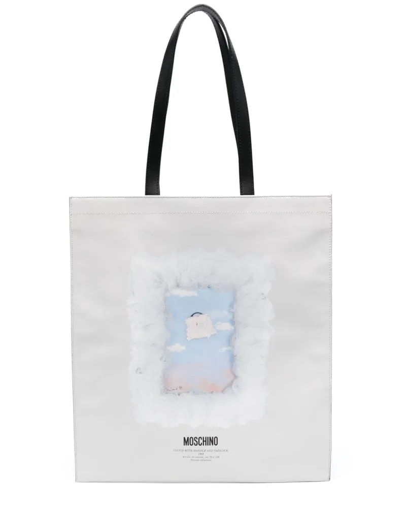 Moschino Cloud with Handle and Padlock Schultertasche - Weiß Weiß