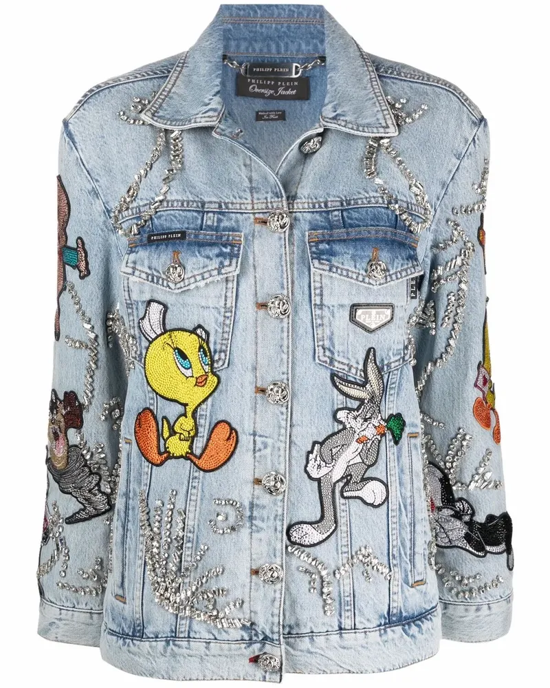 Philipp Plein Looney Tunes Oversized-Jeansjacke - Blau Blau