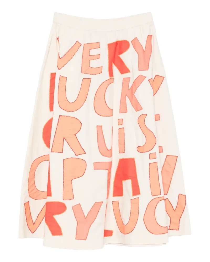 Stella Nova appliqué-patchwork elasticated-waist midi skirt - Nude Nude