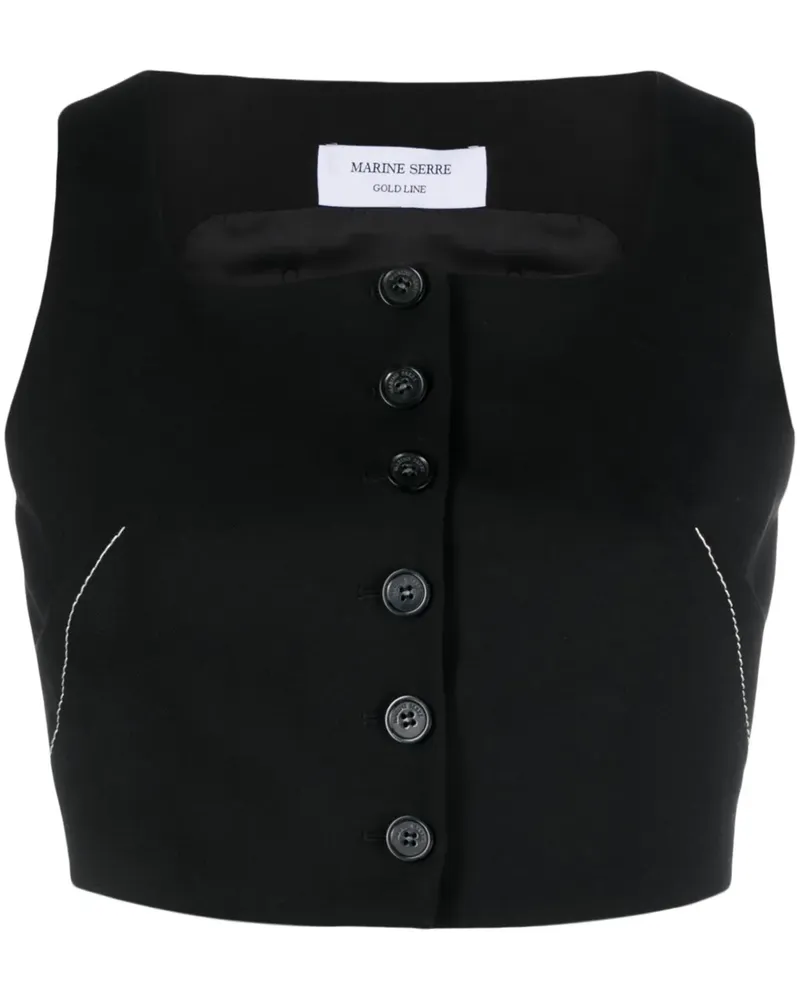 Marine Serre Cropped-Weste - Schwarz Schwarz