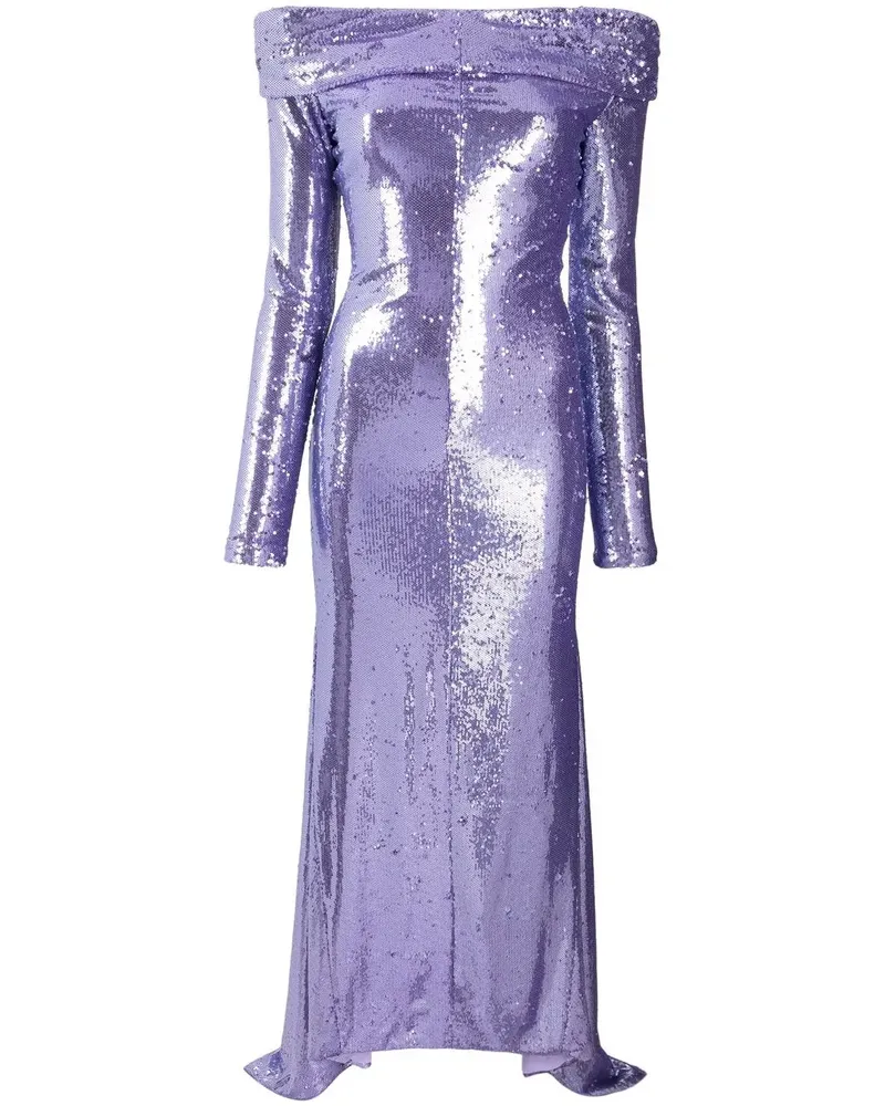 ATTICO Schulterfreies Paillettenkleid - Violett Violett