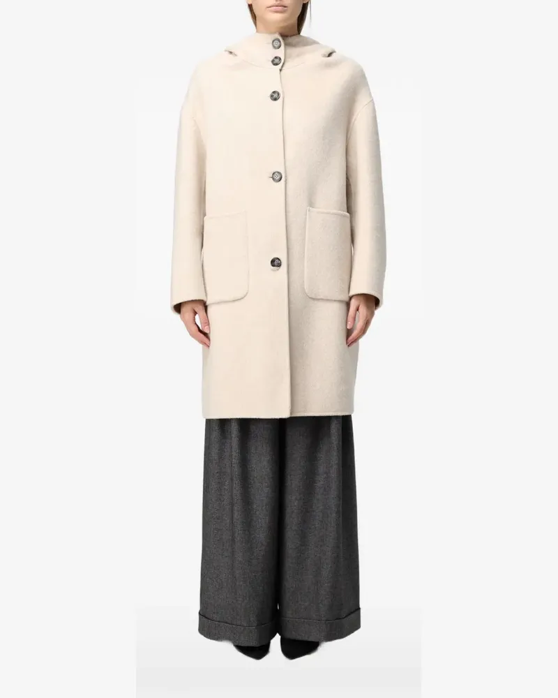 Hanita hooded button-front coat - Nude Nude