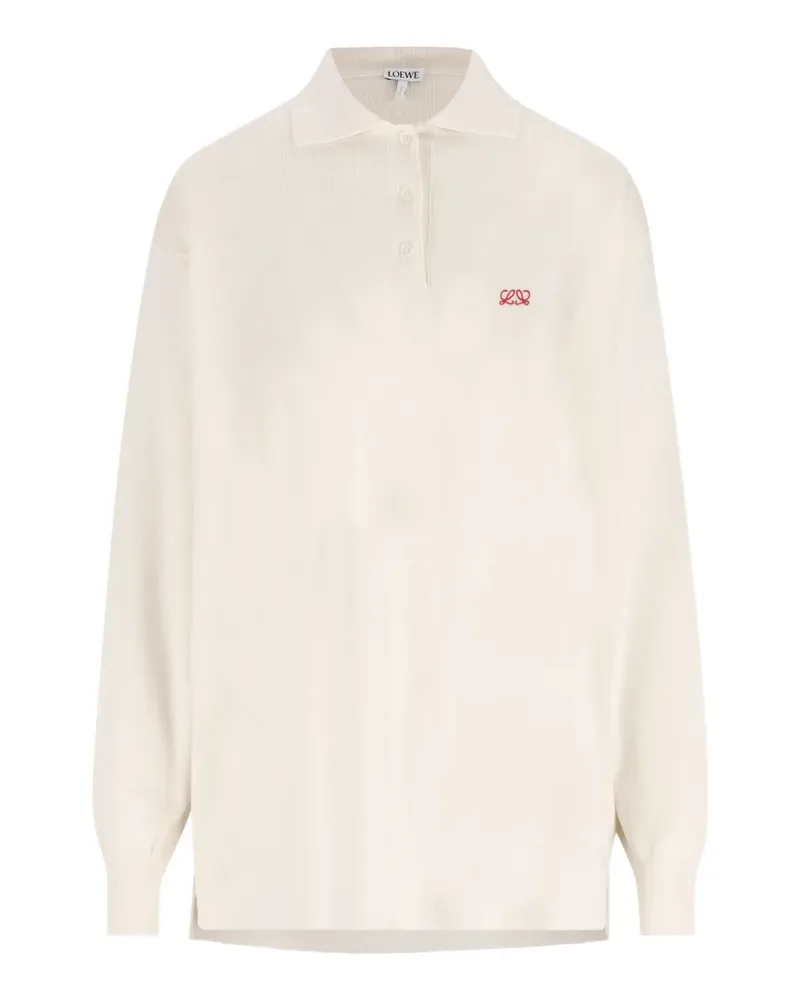 Loewe embroidered-logo polo sweater - Weiß Weiß