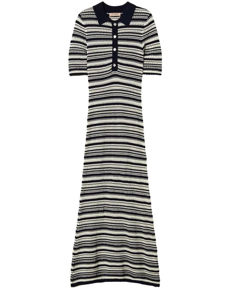 Twin-Set Gestreiftes Strickkleid - Weiß Weiß