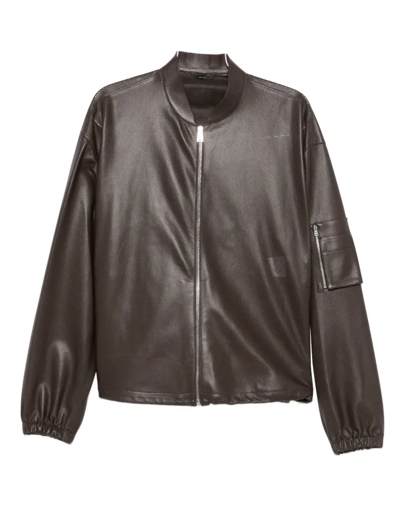 Fendi perforated-leather blouson jacket - Braun Braun