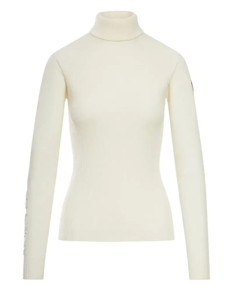 Moncler roll-neck logo-patch sweater - Nude Nude
