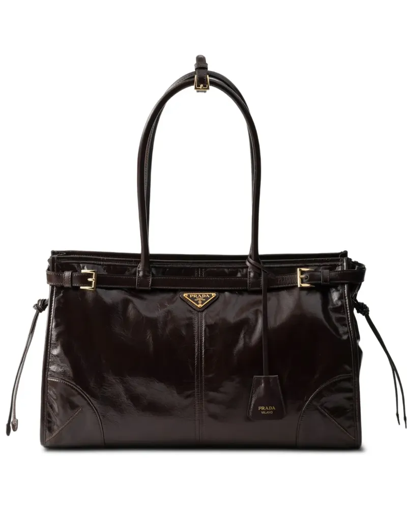Prada large Bonnie large leather handbag - Braun Braun