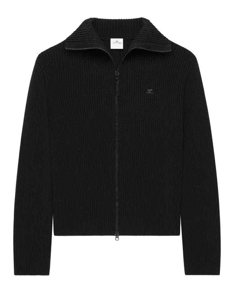 Courrèges ribbed-knit zipped cardigan - Schwarz Schwarz