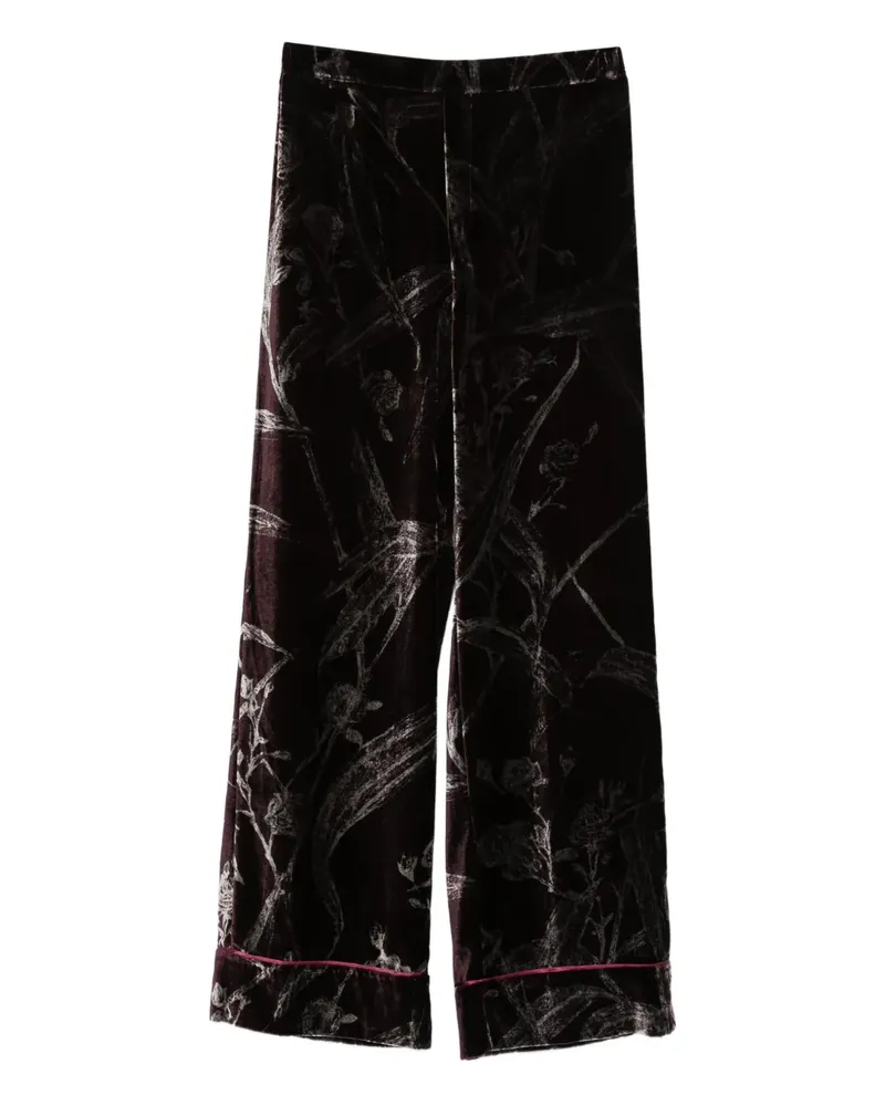 La DoubleJ Hose aus Samt mit Blumen - Rot Rot