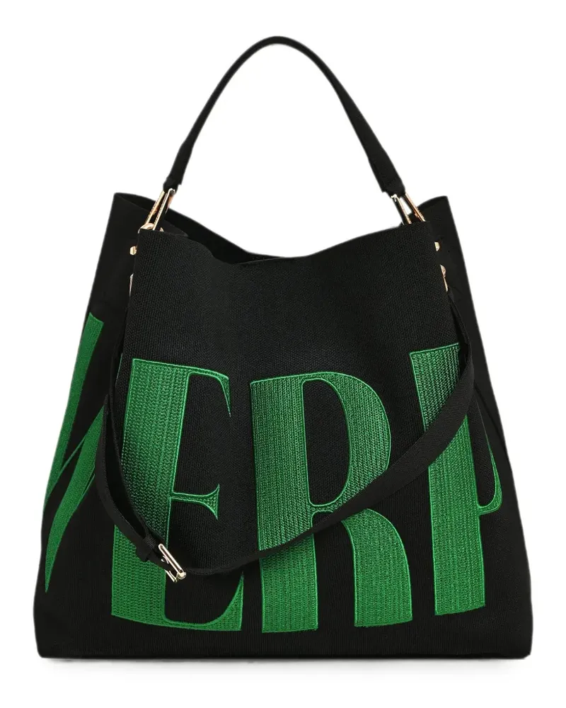 Essentiel Karoll Schultertasche mit Patch - Schwarz Schwarz