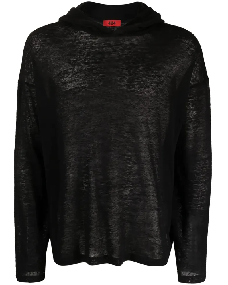 FourTwoFour on Fairfax Hoodie in Mesh-Optik - Schwarz Schwarz