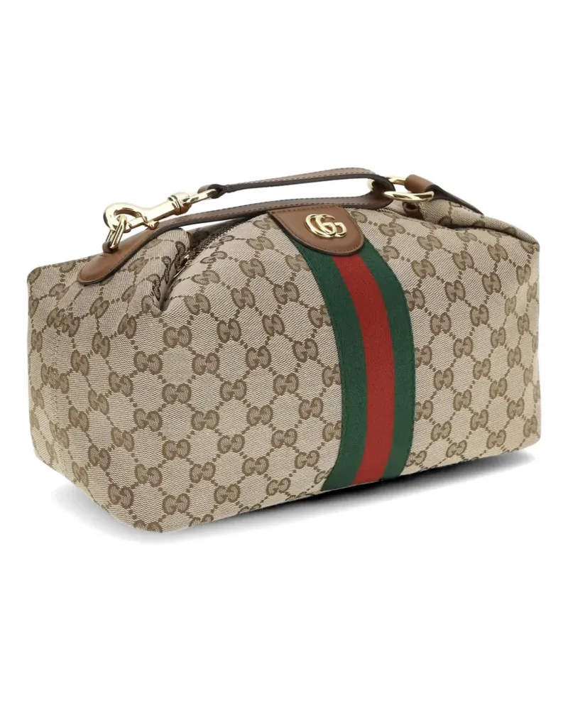 Gucci GG-pattern Web-stripe tote bag - Nude Nude