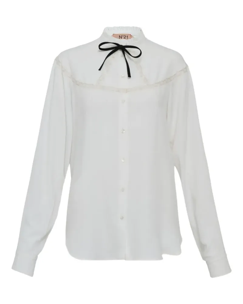 N° 21 Bluse mit Rüschen aus Spitze - Weiß Weiß