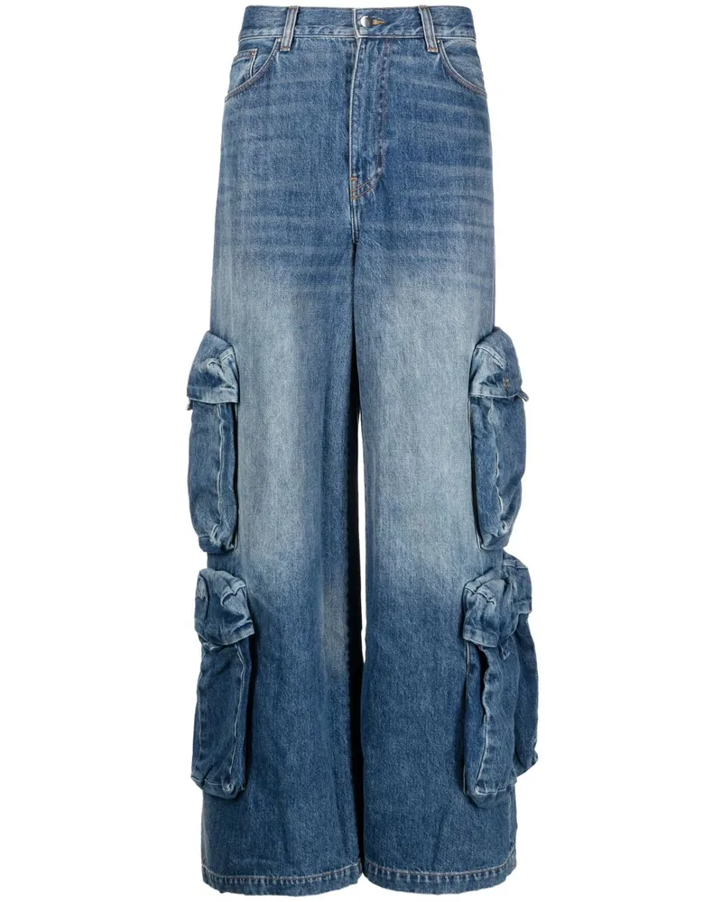 Amiri Jeans mit weitem Bein Blau