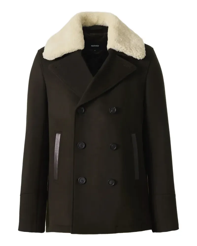 Mackage Cole shearling-collar double-breasted coat - Braun Braun
